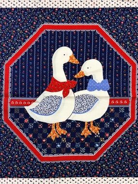 Vintage Fabric Pillow Panel Ducks Goose VIP Cranston Cottage Core Grandma Fabric